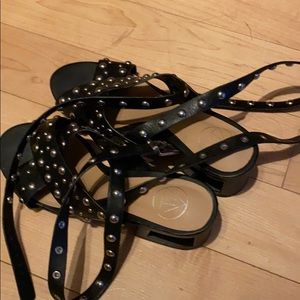 Misguided wrap around studded gladiator sandals